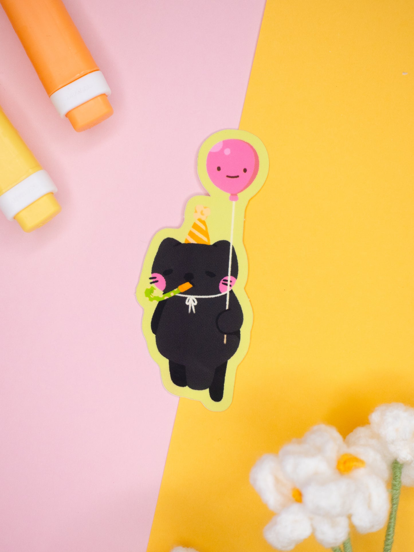 Balloon Cat Matte Vinyl Sticker