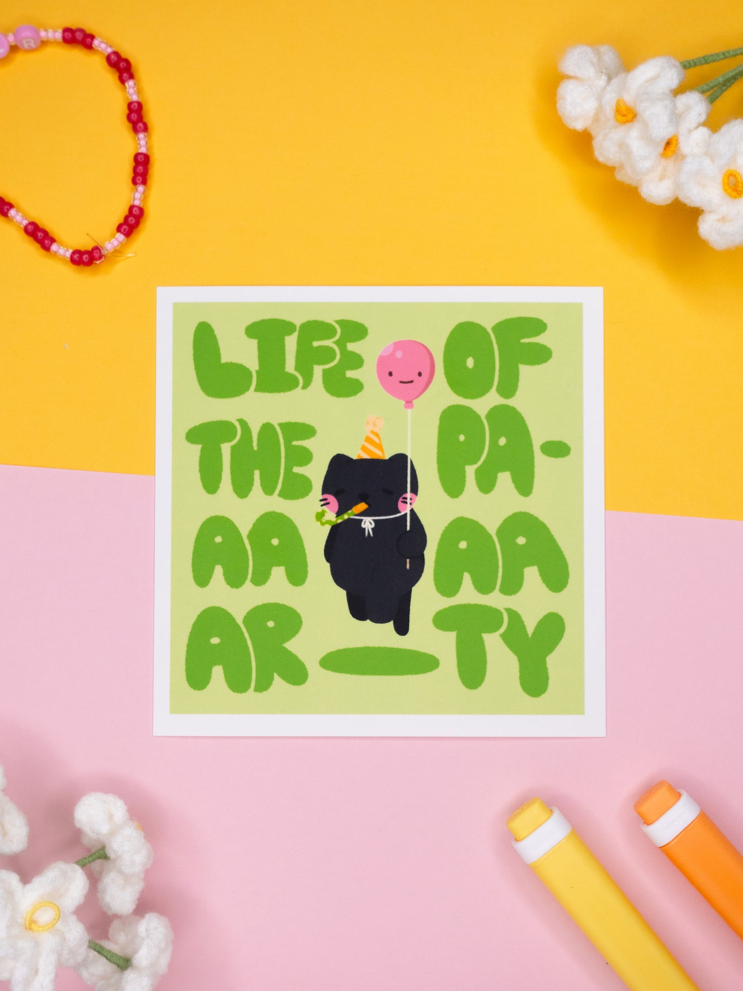 Life Of The Party Cat Square Print