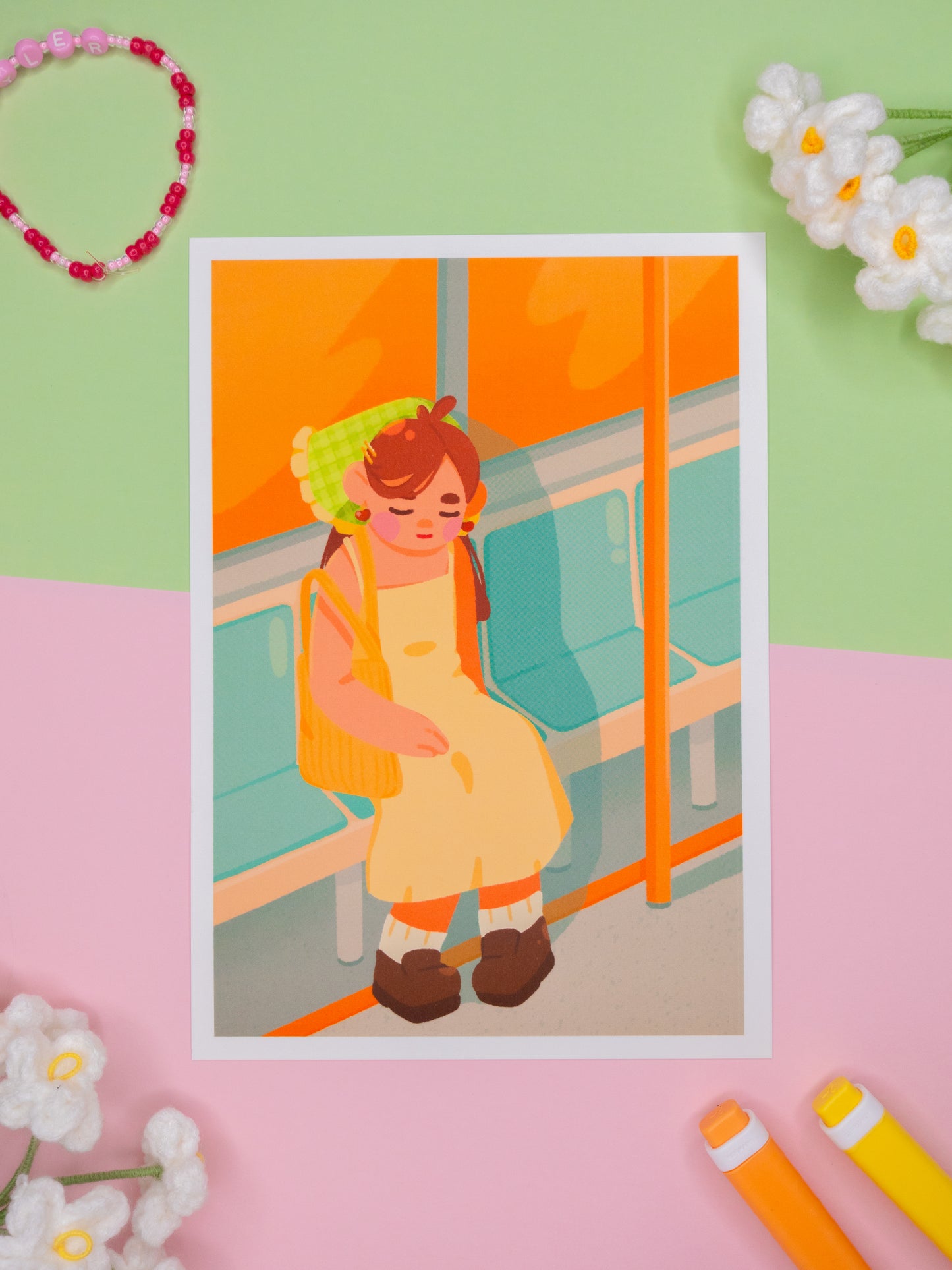 Sunset Train Nap A5 Print