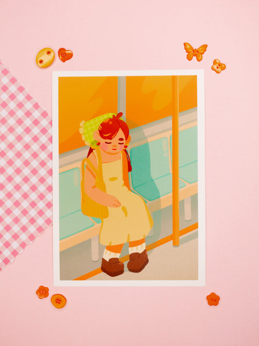 Sunset Train Nap A5 Print