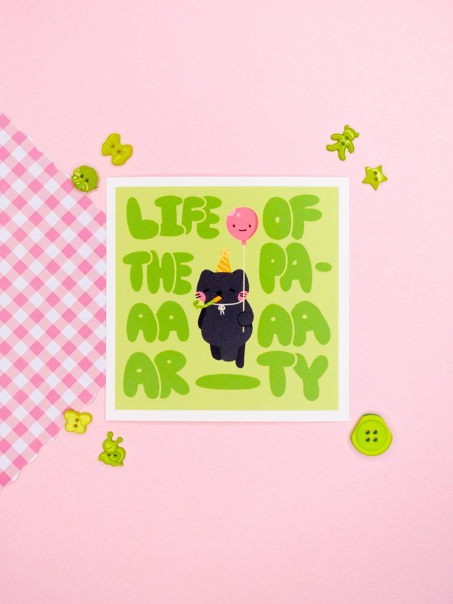 Life Of The Party Cat Square Print