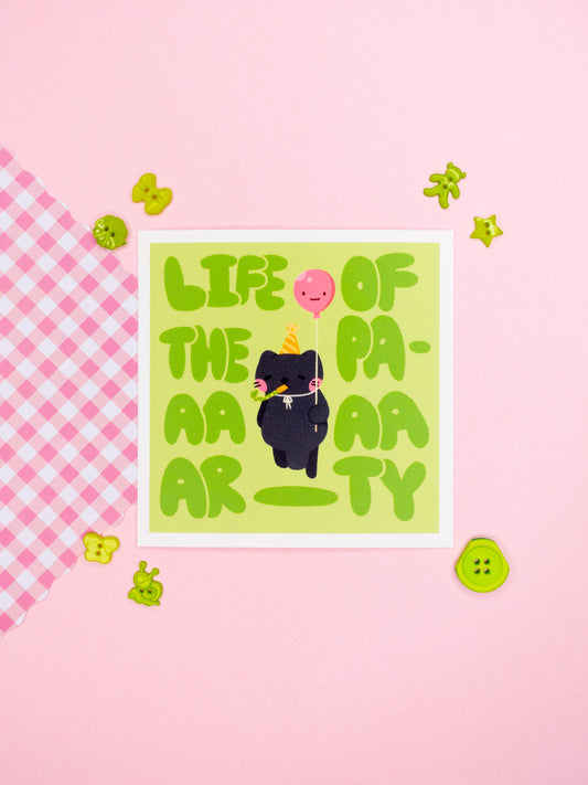Life Of The Party Cat Square Print