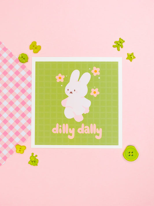 Dilly Dally Bunny Square Print