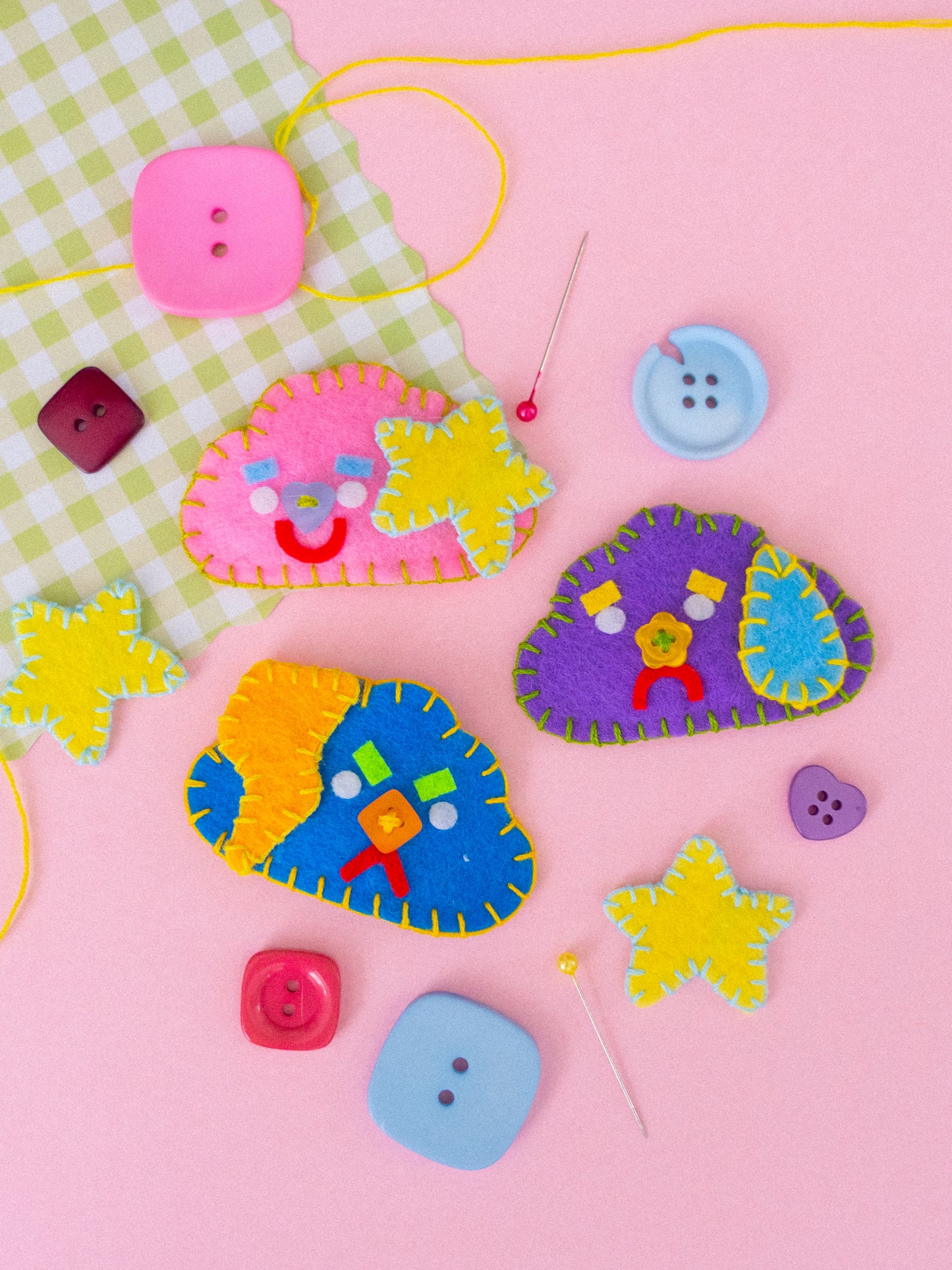 Handmade Felt Cloud Hair Clips