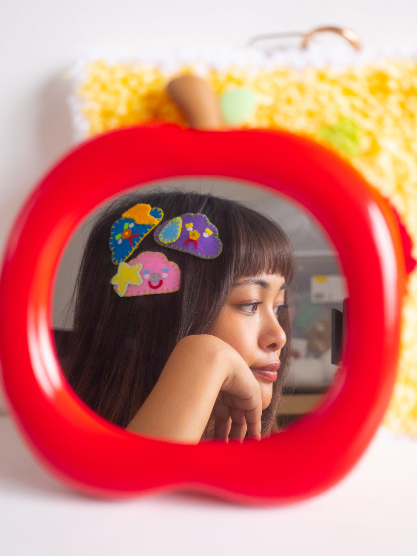 Handmade Felt Cloud Hair Clips