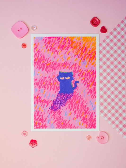 Oil Pastel Cat A5 Print