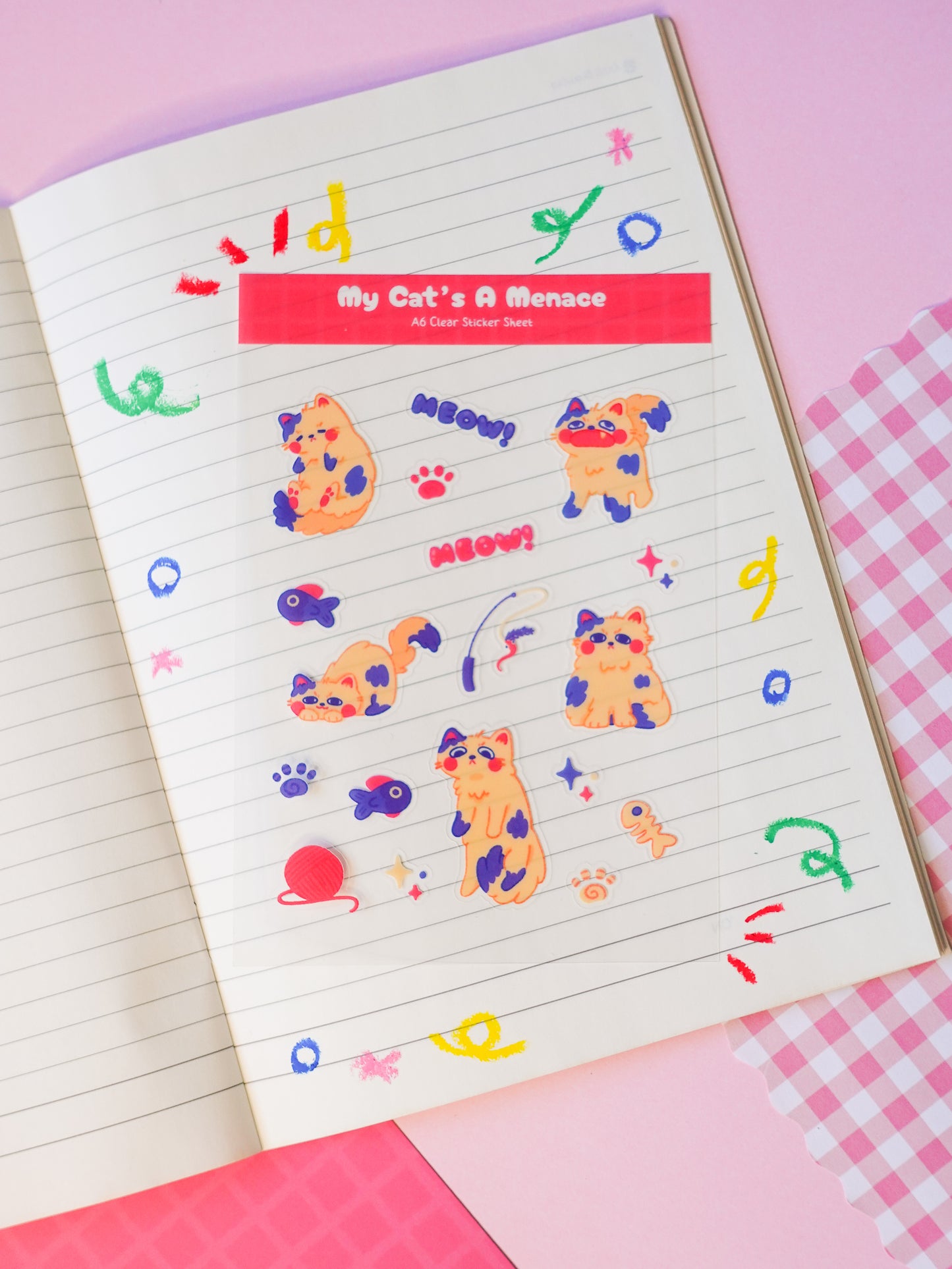 Menace Cat Clear A6 Sticker Sheet