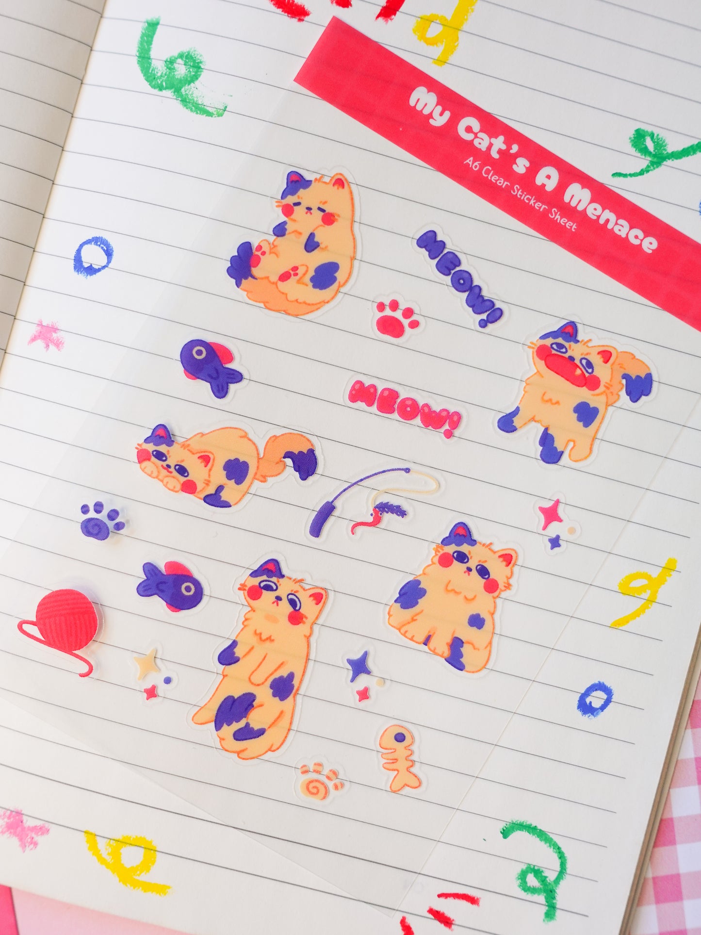 Menace Cat Clear A6 Sticker Sheet