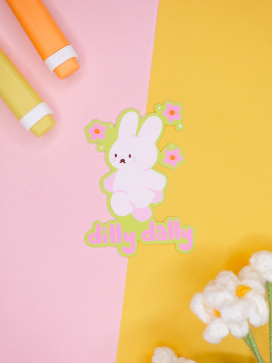Dilly Dally Bunny Matte Vinyl Sticker
