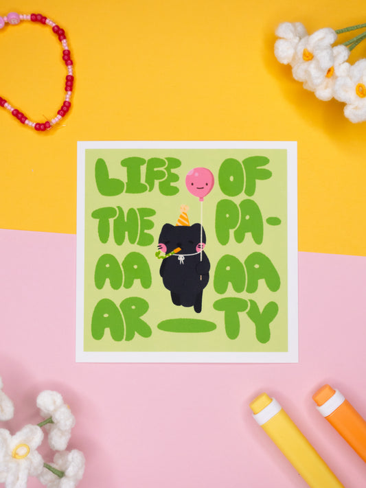 Life Of The Party Cat Square Print