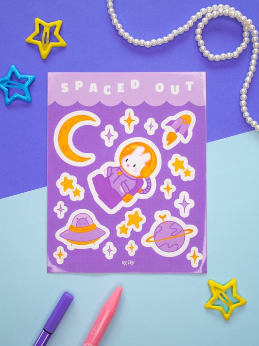 Spaced Out Bunny Rabbit Vinyl Sticker Sheet