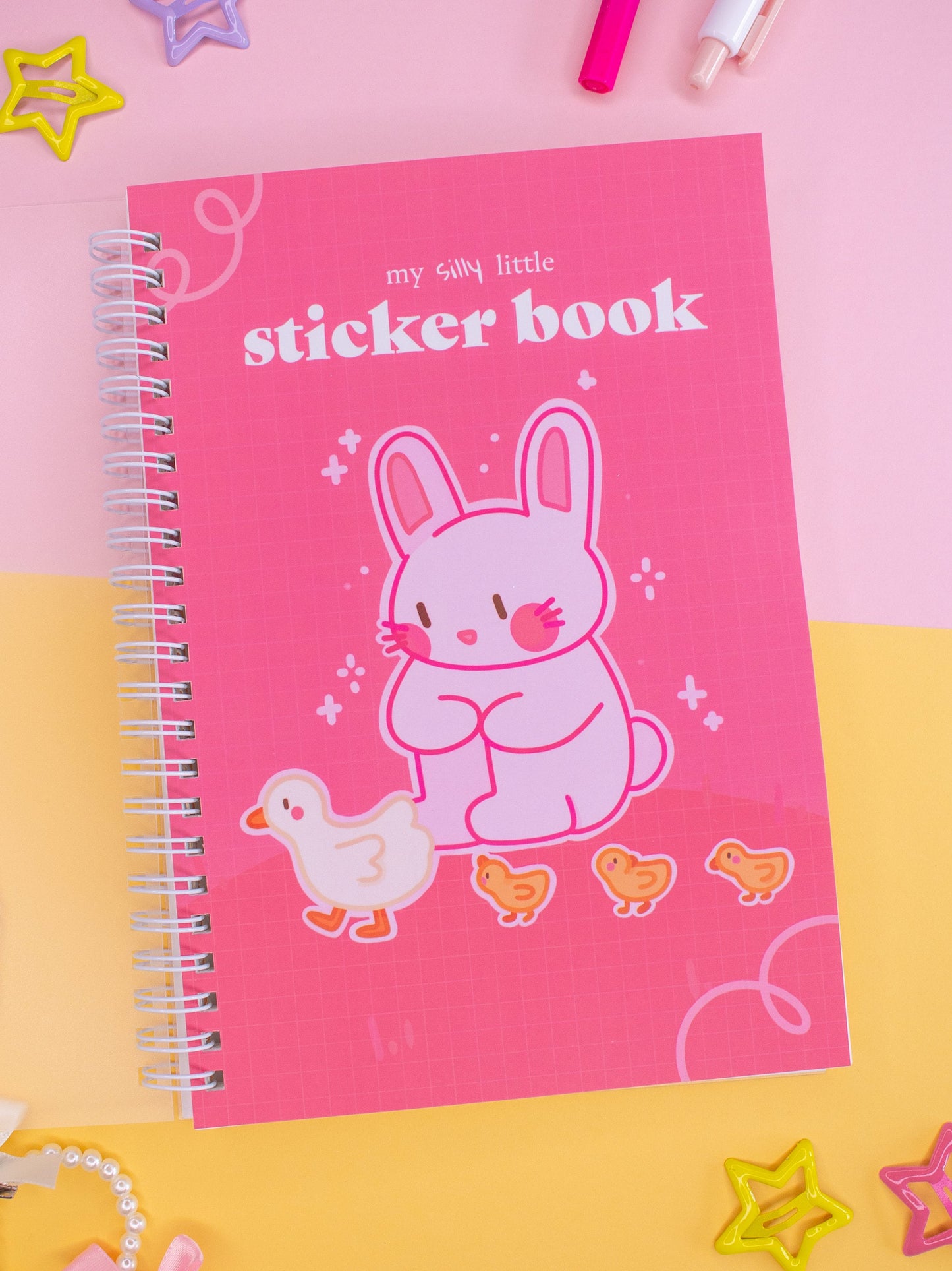 Silly Little Sticker Book A5 Cute Bunny Rabbit & Duck Design