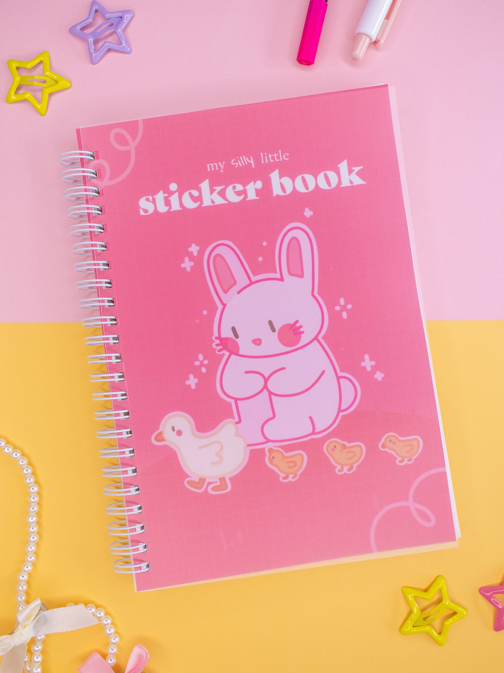 Silly Little Sticker Book A5 Cute Bunny Rabbit & Duck Design